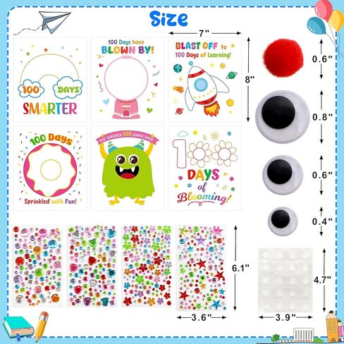Fancy Land 6 Sets 100th Day of School Crafts for Kids Heat Transfer Iron on Patches 100 Days of School Heat Iron on Transfers Stickers Decals for T-Shirts DIY Clothing Bag Craft Boys Girls in Saudi Arabia