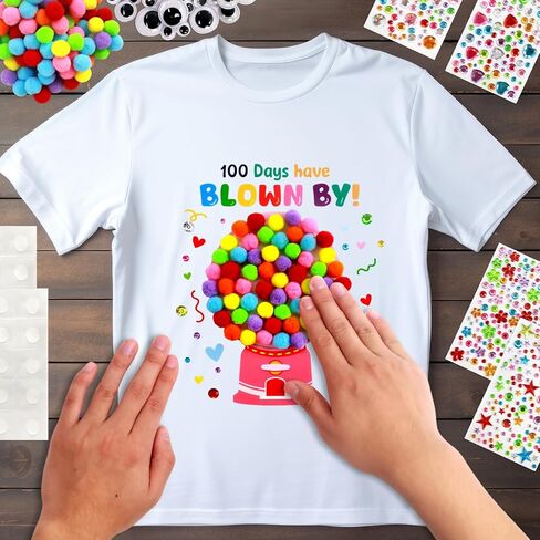Fancy Land 6 Sets 100th Day of School Crafts for Kids Heat Transfer Iron on Patches 100 Days of School Heat Iron on Transfers Stickers Decals for T-Shirts DIY Clothing Bag Craft Boys Girls in Saudi Arabia