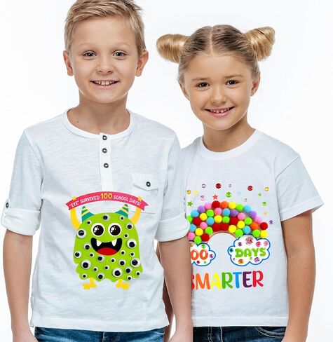 Fancy Land 6 Sets 100th Day of School Crafts for Kids Heat Transfer Iron on Patches 100 Days of School Heat Iron on Transfers Stickers Decals for T-Shirts DIY Clothing Bag Craft Boys Girls in Saudi Arabia