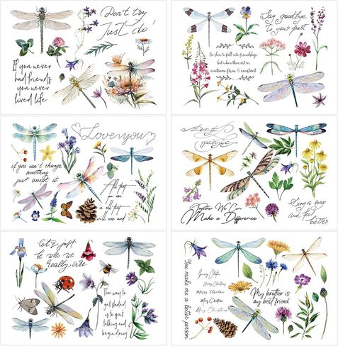 Rub on Transfers for Furniture Crafts Stickers - 6 Sheets Vintage Floral Rub on Transfer Stickers Furniture Crafts Flower Decals for Wood Scrapbook Door Window DIY Home Office Decor 11.8 x 8.2 Inch in Saudi Arabia