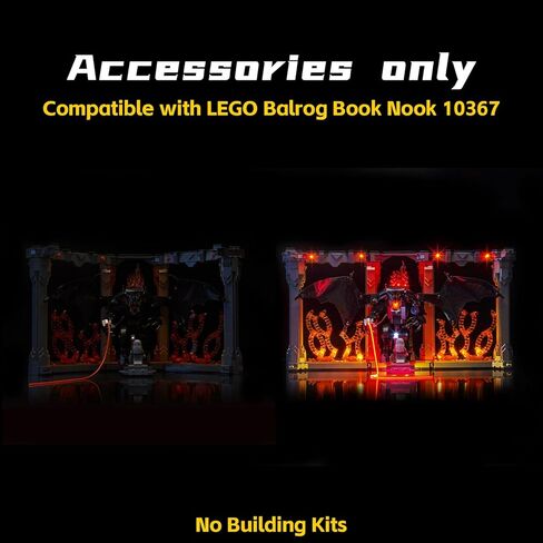 ضوء BrickBling متوافق مع Lego Balrog Book Nook، إضاءة إبداعية متوافقة مع Lego 10367 - باستثناء الطوب (ضوء إصدار RC) in Kuwait