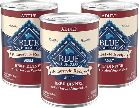 Blue Buffalo Homestyle Recipe Beef Dinner with Garden Vegetables Wet Dog Food for Adult Dogs, Chicken Recipe, 12.5 oz. Cans, 3 Count in Kuwait