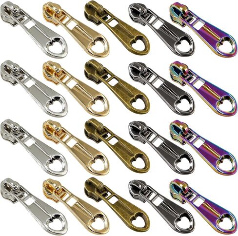 SHRJ 20Pcs Heart-Shaped Zipper Sliders Zinc Alloy #5 Zippers Sliders 5 Colors Zipper Accessory Replacement Zippers Pulls Repair Kit for Clothes Handbag Making Craft Sewing DIY Luggage Bags in Saudi Arabia