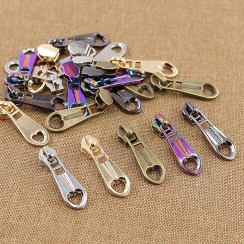 SHRJ 20Pcs Heart-Shaped Zipper Sliders Zinc Alloy #5 Zippers Sliders 5 Colors Zipper Accessory Replacement Zippers Pulls Repair Kit for Clothes Handbag Making Craft Sewing DIY Luggage Bags in Saudi Arabia