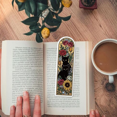 GLOBLELAND علامة القط الأسود المرجعية تتشبث المطاط طوابع 8.7x7 بوصة القطط السحرية حديقة إيفا تتشبث جبل ختم الرجعية الزهور القط الإطار المطاط طوابع مجموعة لصنع بطاقة ألبوم الصور ديكور DIY سكرابوكينغ in Kuwait