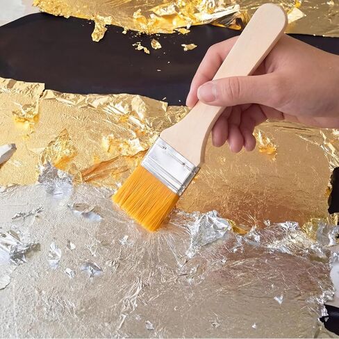 Gold Foil Sheets, 200 Pcs Gold Leaf Sheets for Art, 2 Color Golden, Silver Foil Leaf Kit Sheet Flakes with Tweezer & Brush for Crafts, Painting, Resin, DIY Greeting Card, Gilding Crafting, Furniture in Saudi Arabia