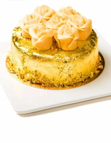 24k Edible Vark Size (75MM"x50MM") | 3x2 Inch pack of Gold Leaf Sheets For Sweets Cake Confitionary Ice Creams Anti Aging Spa (24k Gold Leaves 10 Vark) in Kuwait