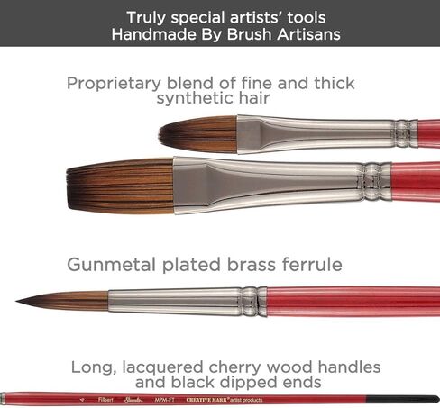 فرشاة رسم فنية من Creative Mark Staccato - حجم مسطح 8 - فرش صناعية ذات مقبض طويل للدهانات الأكريليك، مصنوعة يدويًا وكاملة الجسم مع استجابة نابضة بالحياة in Saudi Arabia