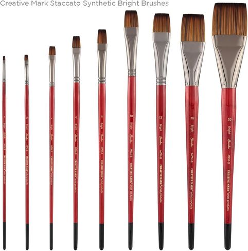 فرشاة رسم فنية من Creative Mark Staccato - حجم مسطح 8 - فرش صناعية ذات مقبض طويل للدهانات الأكريليك، مصنوعة يدويًا وكاملة الجسم مع استجابة نابضة بالحياة in Saudi Arabia