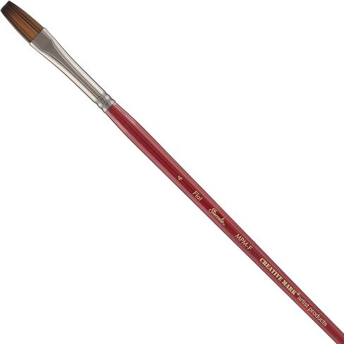فرشاة رسم فنية من Creative Mark Staccato - حجم مسطح 8 - فرش صناعية ذات مقبض طويل للدهانات الأكريليك، مصنوعة يدويًا وكاملة الجسم مع استجابة نابضة بالحياة in Saudi Arabia