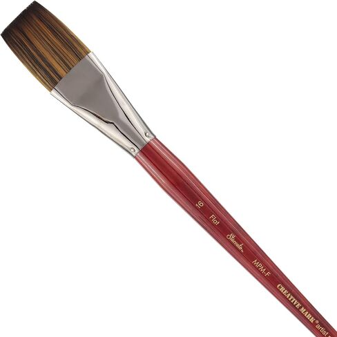 فرشاة رسم فنية من Creative Mark Staccato - حجم مسطح 8 - فرش صناعية ذات مقبض طويل للدهانات الأكريليك، مصنوعة يدويًا وكاملة الجسم مع استجابة نابضة بالحياة in Saudi Arabia