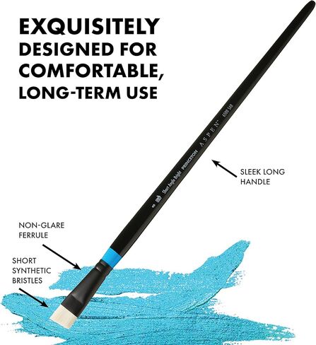 Princeton Artist Brush Co. Aspen Series 6500 - Long Handled Short Bright Size 6 - Single Synthetic Oil and Acrylic Paint Brush for Painting on Canvas and Board in Saudi Arabia