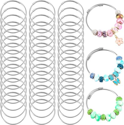 45 Pcs Snake Charm Bracelet Set Stainless Steel Expandable Bangle Bracelets Adjustable Silver Snake Bracelet Chain for Women DIY Jewelry Making Supplies Christmas Birthday Gifts in Saudi Arabia
