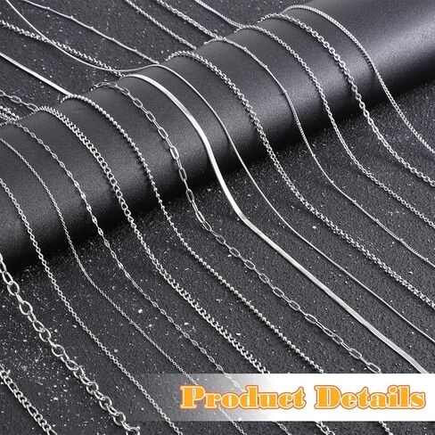 Necklace Chain for Jewelry Making, 114 Feet 15 Rolls Stainless Steel Jewelry Chains Bulk, with Jump Rings, Lobster Clasps, Connectors, for DIY Necklace Bracelet Earring Making, Silver in Kuwait