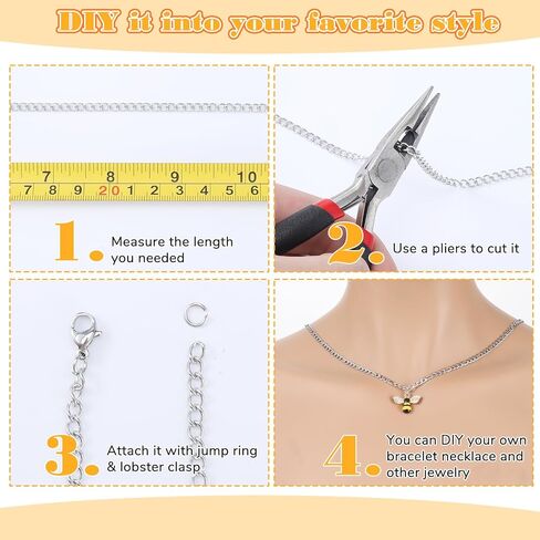 Necklace Chain for Jewelry Making, 114 Feet 15 Rolls Stainless Steel Jewelry Chains Bulk, with Jump Rings, Lobster Clasps, Connectors, for DIY Necklace Bracelet Earring Making, Silver in Kuwait