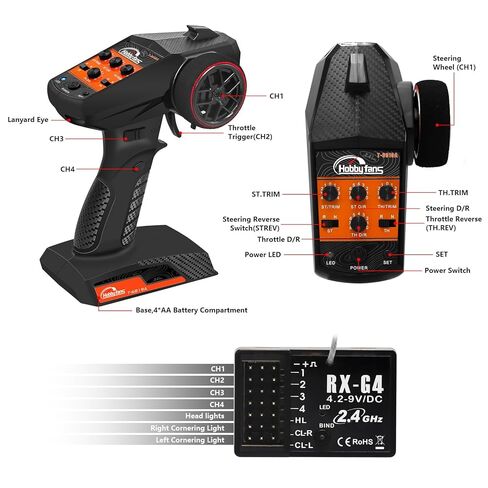 محرك بدون فرشاة S3650 4300KV مقاوم للماء من Hobby Fans، عمود 3.175 مم مع بطاقة برمجة ESC بدون فرش 60 أمبير ومشتت حراري وجهاز إرسال واستقبال 4CH RC لشاحنة سيارة RC 1/10 (أسود) in Kuwait