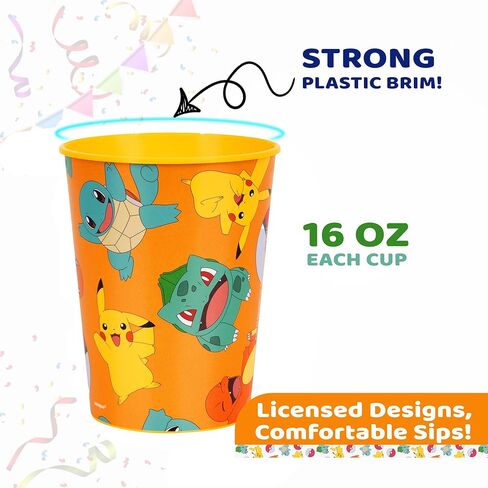 Unique Pokémon 12 Pack 16 oz Plastic Reusable Favor Cups – Birthday Party Supplies, Goodie Bag Favors, Kids’ Drinkware & Take-Home Gifts in Saudi Arabia