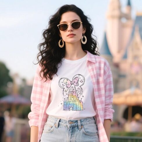 RiVolTa Mouse Castle حديد على النقل - 12 ورقة لطيف الفئران الأذن DTF جاهزة للضغط على القمصان الألوان المائية الملونة المملكة السحرية ملصقات الحرارة بقع الفينيل الشارات يزين أكياس الملابس الحرف اليدوية in Kuwait