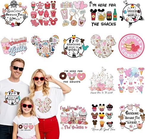 RiVolTa Mouse Castle Iron on Transfers - 12 Sheets Cute Mice Ear DTF Ready to Press for T Shirts Watercolor Colorful Magic Kingdom Heat Stickers Patches Vinyl Decals Appliques Clothes Bags DIY Crafts in Saudi Arabia