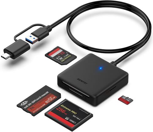 BENFEI SD 4.0 Card Reader, USB-C/USB-A 2-in-1 Memory Card Reader, for SDXC, SDHC, SD, MMC, RS-MMC, Micro SDXC, Micro SD, Micro SDHC Card, UHS-II, and UHS-I Cards in Saudi Arabia
