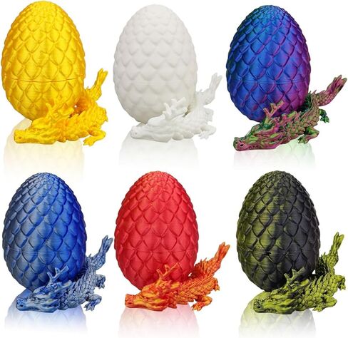 Anditoy 6 Pack 3D Printed Dragon Eggs with Dragon Toys Inside Prefilled Easter Eggs for Kids Boys Girls Teens Easter Basket Stuffers Gifts Party Favors in Kuwait