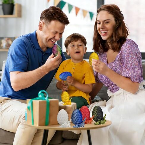 Anditoy 6 Pack 3D Printed Dragon Eggs with Dragon Toys Inside Prefilled Easter Eggs for Kids Boys Girls Teens Easter Basket Stuffers Gifts Party Favors in Kuwait