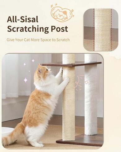Heybly Cat Tree, 70.5 Inch Wood Tall Cat Tower for Large Indoor Cats with Extra Stable Structure, Modern Cat Furniture with All-Sisal Scratching Posts, Cat Condo & Hammocks, Rustic Brown HCT121SR in Saudi Arabia