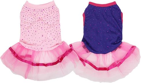 2 Pieces Small Dog Dresses for Small Dogs Cute Girl Female Dog Dress for Girls Puppy Shirt Skirt Doggie Dresses Pet Summer Clothes Apparel for Dogs and Cats in Saudi Arabia