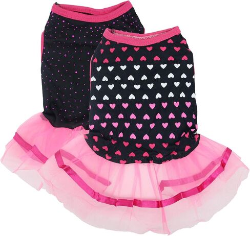 2 Pieces Small Dog Dresses for Small Dogs Cute Girl Female Dog Dress for Girls Puppy Shirt Skirt Doggie Dresses Pet Summer Clothes Apparel for Dogs and Cats in Saudi Arabia