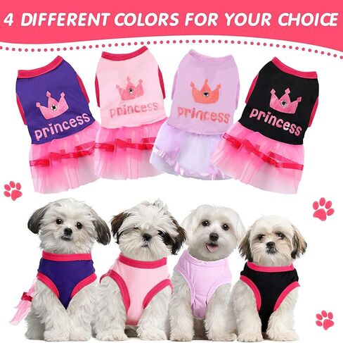2 Pieces Small Dog Dresses for Small Dogs Cute Girl Female Dog Dress for Girls Puppy Shirt Skirt Doggie Dresses Pet Summer Clothes Apparel for Dogs and Cats in Saudi Arabia