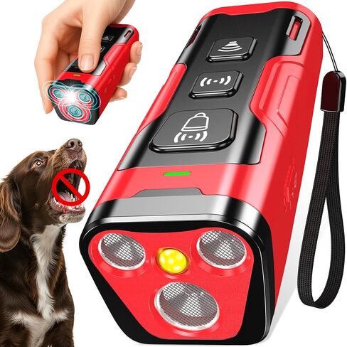 Dog Bark Deterrent Device, 3X Ultrasonic Anti Barking, 6 Training Modes 23 FT Range Barks No More Indoors Outdoors Behavior Correct Safe & Humane Rechargeable Compact Bark Control for Dogs in Kuwait