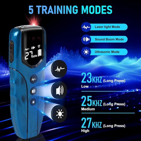 Dog Bark Deterrent Device, Anti Barking Device for Dogs 35ft Long Range, Ultrasonic Dog Training Device to Stop Barking Neighbors Dog, 5 Modes| Safe & Effective for Small, Medium & Large Dogs,Blue in Saudi Arabia
