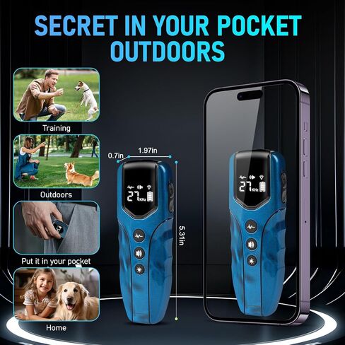 Dog Bark Deterrent Device, Anti Barking Device for Dogs 35ft Long Range, Ultrasonic Dog Training Device to Stop Barking Neighbors Dog, 5 Modes| Safe & Effective for Small, Medium & Large Dogs,Blue in Saudi Arabia