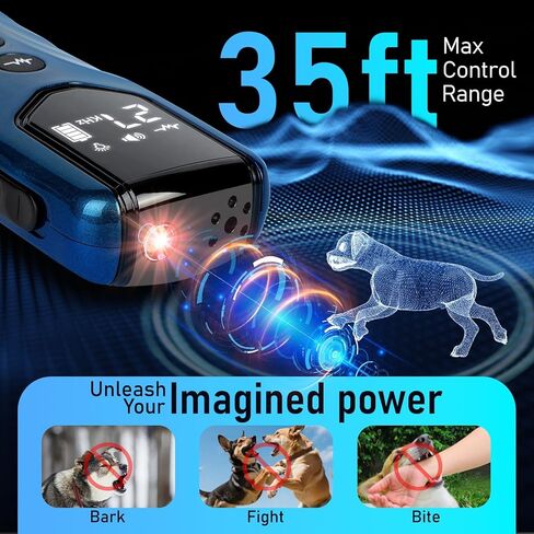 Dog Bark Deterrent Device, Anti Barking Device for Dogs 35ft Long Range, Ultrasonic Dog Training Device to Stop Barking Neighbors Dog, 5 Modes| Safe & Effective for Small, Medium & Large Dogs,Blue in Saudi Arabia