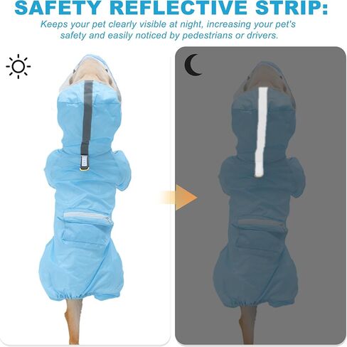 Generic Dog Raincoat with Four-Leg ProtectionXXL Size Blue 1 Pc in Saudi Arabia