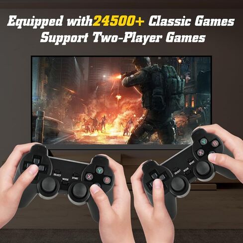 وحدة تحكم ألعاب ريترو، وحدة تحكم ألعاب ريترو لاسلكية، 9 محاكيات مدمجة، مخرج HDMI 4K، ثنائي 2.4 جيجا هرتز، 24500 لعبة مدمجة، ألعاب فيديو التوصيل والتشغيل، أسود داكن in Kuwait