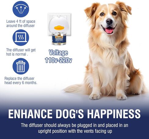 Dog Calming Diffuser Refills 6 Pack Pheromone Appeasing Pet Pheromones Refill 48ml to Calm for Anxiety Relief Reduce Aggression Stress Fighting Barking Fit Common Diffusers Plug in 180 Day(Tasteless) in Saudi Arabia