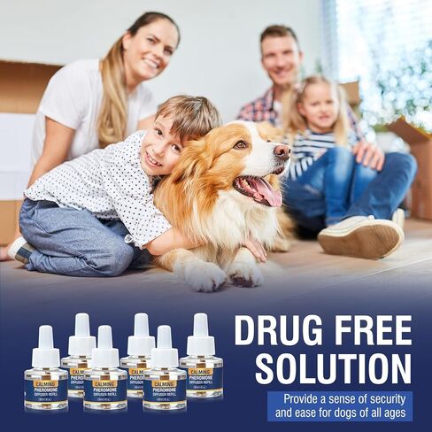 عبوة من 6 عبوات من فرمونات تهدئة الكلاب، عبوة من 6 عبوات من الفيرومونات الخاصة بالحيوانات الأليفة، 48 مل لتهدئة وتخفيف القلق، وتقليل العدوانية، ومكافحة الإجهاد، والنباح، ومناسبة لأجهزة توزيع الروائح الشائعة في 180 يومًا (لا طعم لها) in Kuwait