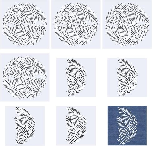 FREEBLOSS 8pcs Sashiko Stencils Plastic Sashiko Template Square Leaf Embroidery Patterns Drawing Line Templates for Sewing Hand Quilting 5.5"/8.7" in Saudi Arabia