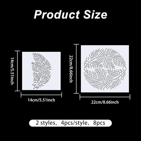 FREEBLOSS 8pcs Sashiko Stencils Plastic Sashiko Template Square Leaf Embroidery Patterns Drawing Line Templates for Sewing Hand Quilting 5.5"/8.7" in Saudi Arabia