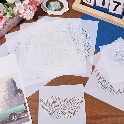 FREEBLOSS 8pcs Sashiko Stencils Plastic Sashiko Template Square Leaf Embroidery Patterns Drawing Line Templates for Sewing Hand Quilting 5.5"/8.7" in Saudi Arabia