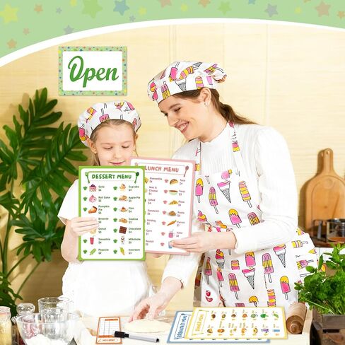 36Pcs Pretend Play Restaurant Menus Set for Kids Kitchen Food Diner Order Pads 4 Pretend Menus 1 Open/Close Sign 30 Play Money 1 Erasable Pen for Toddlers Girl Boy Role Plays Accessory Birthday Gift in Saudi Arabia