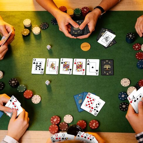 ورق لعب مكون من عبوتين، مجموعة من البطاقات، أوراق لعب مطبوعة كبيرة، سهلة الخلط، بطاقات بوكر ممتازة لألعاب الورق، ألعاب عائلية، طاولة ليلية، مستلزمات حفلات الكازينو السحرية (أزرق وأسود) in Kuwait