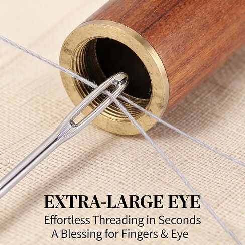 25pcs Large Eye Sewing Needles Set, Ergonomic Hand Sewing Needles for Seniors, Perfect for Yarn Knitting, Embroidery, Leather Craft, with Wooden Storage Case, Ideal Gift for Craft Enthusiasts in Saudi Arabia
