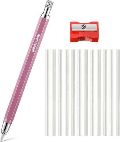 Avenuebool Sewing Chalk Pencil for Fabric, Aluminum Fabric Pencil, Tailors Chalk with Sharpener and 12 Pcs Refills(White) in Kuwait