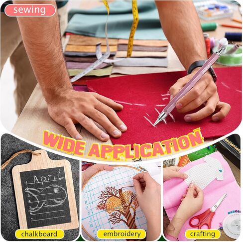 Avenuebool Sewing Chalk Pencil for Fabric, Aluminum Fabric Pencil, Tailors Chalk with Sharpener and 12 Pcs Refills(White) in Kuwait