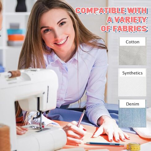 Avenuebool Sewing Chalk Pencil for Fabric, Aluminum Fabric Pencil, Tailors Chalk with Sharpener and 12 Pcs Refills(White) in Kuwait