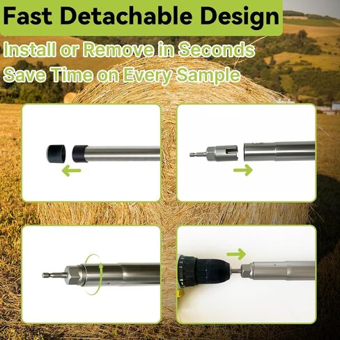 Hay Core Sampler - مثقاب كهربائي متوافق مع مسبار القش من الفولاذ المقاوم للصدأ مقاس 26 بوصة مع تصميم سريع الفصل (لا يشمل المثقاب الكهربائي) in Kuwait