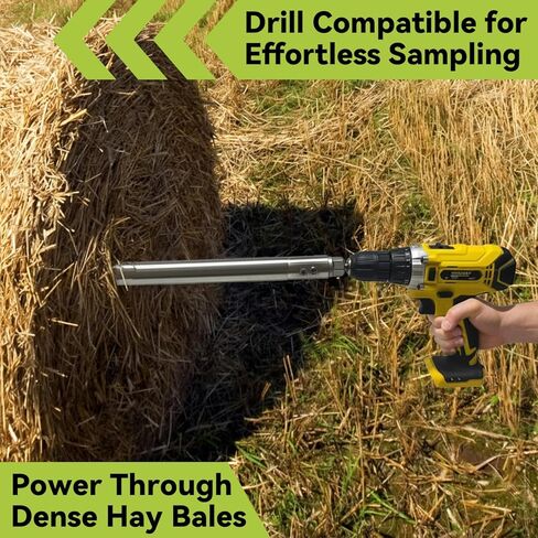 Hay Core Sampler - مثقاب كهربائي متوافق مع مسبار القش من الفولاذ المقاوم للصدأ مقاس 26 بوصة مع تصميم سريع الفصل (لا يشمل المثقاب الكهربائي) in Kuwait