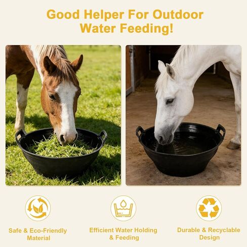 6Pcs Rubber Feed Pan with Handle, 3 Gallon / 12 Quart Rubber Feed Pan Utility Horse Feed Bucket for Cats Dogs Goats Chicken Dust Bath Container Animal Feeding Watering Bowl in Saudi Arabia